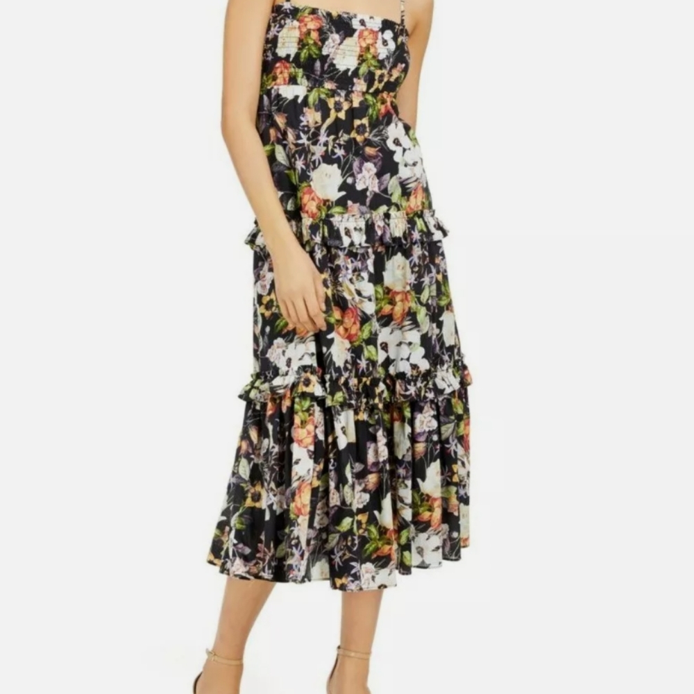 INC Smocked Tiered Floral Maxi Dress Size Medium